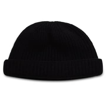Burrows And Hare Lambswool Beanie Hat In Black