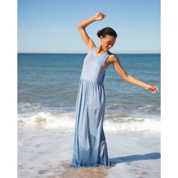 Beaumont Organic Ss23 Anais-may Linen Jersey Dress In Sky