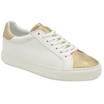 Ravel White & Gold Pearl Lace-up Trainers