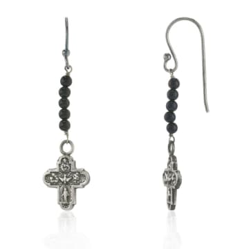 Window Dressing The Soul Wdts Tiny Cross And Onyx Drop Earrings