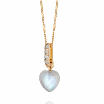 Daisy London Beloved Moonstone Heart Drop Necklace In Gold