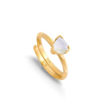 Svp Jewellery Audie Rainbow Moonstone Adjustable Ring In Metallic