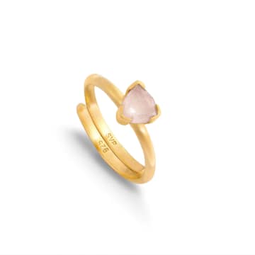 Svp Jewellery Audie Rose Quartz Adjustable Ring In Metallic