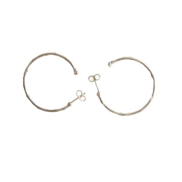 April March Jewellery Medium Textured Hoops Made From Recycled Silver In Metallic