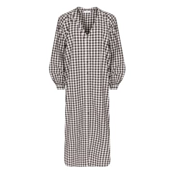 Ame Antwerp Goal Checked Shirt Dress In Brown