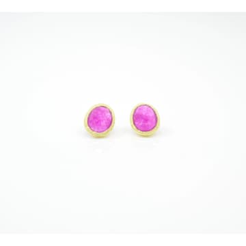 Schmuckoo 18k Gold Plated Brass Ear Pins Pink Jade