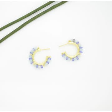 Schmuckoo 18k Gold Plated Brass Earrings Aquamarine & Tanzanite