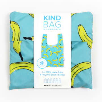 Kind Bag Banana Design Reusable Totally Made From Recycled Plastic Bottles Medium Size In Blue