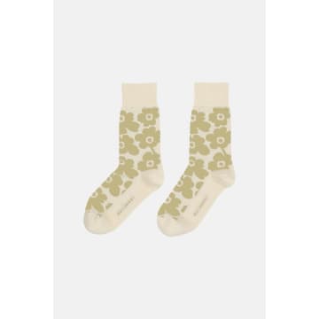 Marimekko Kirmailla Unikko Socks In Beige And White In Neturals