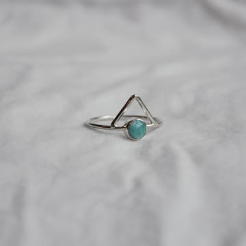 Bon Bon Fistral Triangle And Larimar Silver Ring In Metallic