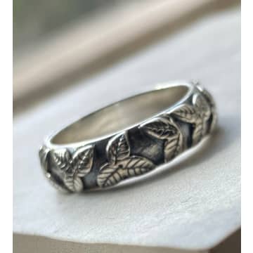 Collardmanson 925 Silver Foliage Ring In Metallic
