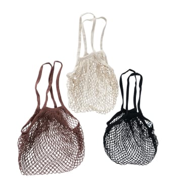 &quirky Lida Cotton String Bag In Brown/black/natural