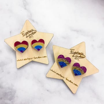 Lark London Esoteric London Rainbow Heart Stud Earrings