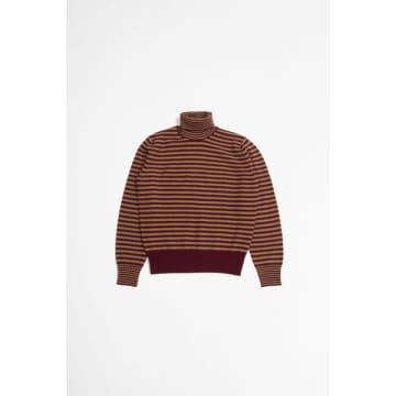 Doppiaa Aaitor Trutleneck Striped Sweater Bordeaux/cammello In Burgundy
