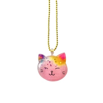 Pop Cutie Ltd. Glitter Kitty Necklaces In Pink