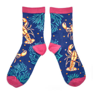 House Of Disaster Coral Lobster Socks With Box In Pink