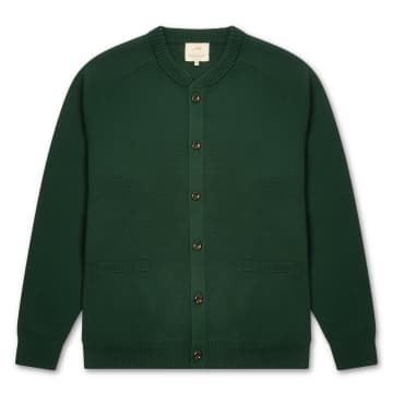 Burrows And Hare Varsity Cardigan In Green