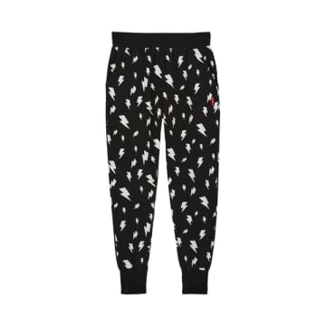 Scamp & Dude : Adult Black With White Lightning Bolt Cosy Joggers