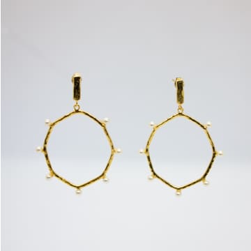 Curiouser And Curiouser Earrings With Oval Hoops And Small Pearls