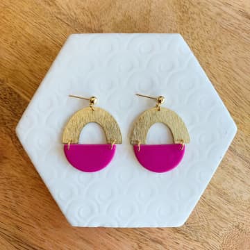 Lark London Jasmine Pink Textured Arch Ball Stud Earring