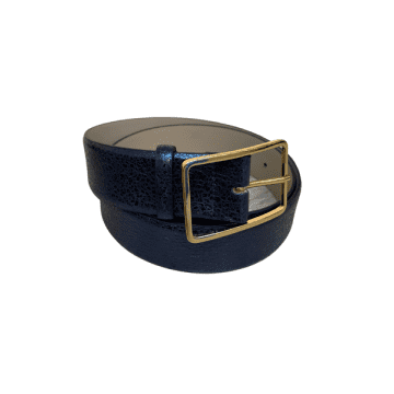 Abro Wide Belt Leather Metallic Navy