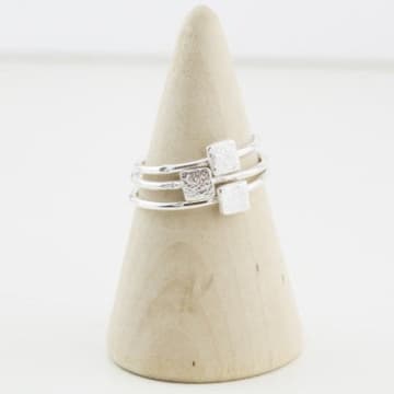 Shop Lucy Kemp Handmade Sterling Silver Mini Square Ring In Metallic