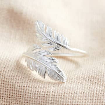Lisa Angel Silver Double Feather Ring In Metallic