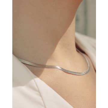 Nordic Muse Silver Snake Chain Choker Necklace, Waterproof In Metallic