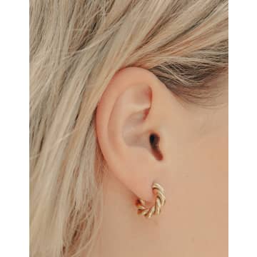 Nordic Muse Gold Ridge Twist Hoop Earrings, 18k Tarnish-free Waterproof Gold