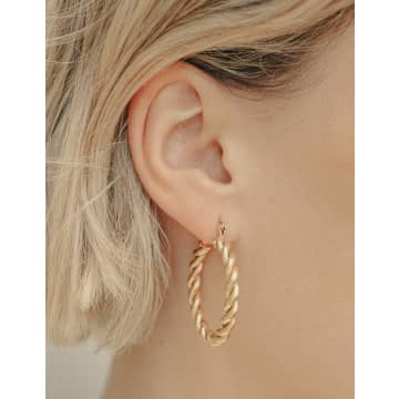 Nordic Muse Gold Twist Hoop Earrings, 18k Tarnish-free Waterproof Gold