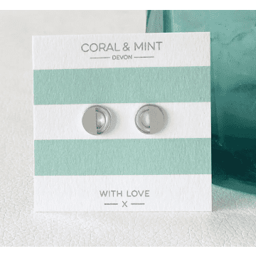 Coral & Mint Half Circle Studs :  In Pink