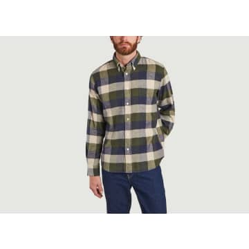 Hartford Pitt Button-down Collar Checked Cotton-flannel Shirt In Green