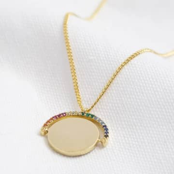 Lisa Angel Rainbow Crystal Spinning Disc Necklace