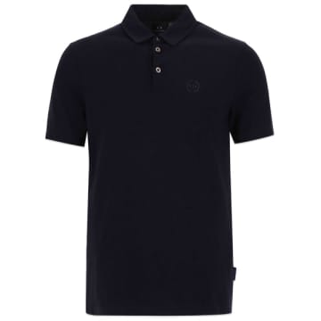 Armani Exchange Small Chest Logo Stretch Polo In Blue