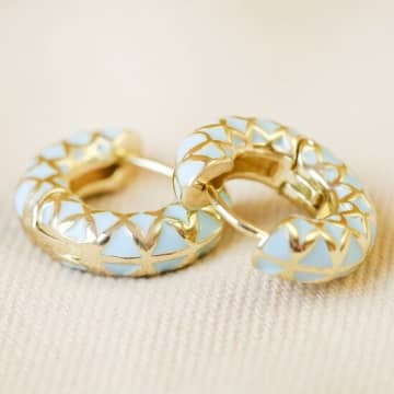 Lisa Angel Black And Gold Geometric Enamel Hoop Earrings