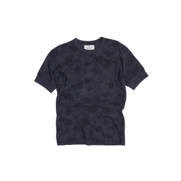 Nigel Cabourn Military Tee Overdyed Navy Camo In Blue