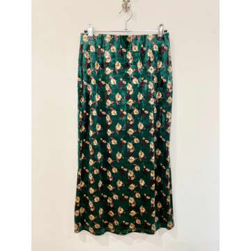 Louche Saro Print Brush Velvet Mini Skirt In Green