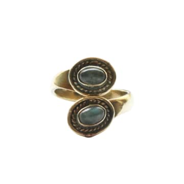 Urbiana Twisted Double Stone Ring In Gold