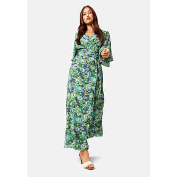 Traffic People Floral Attic Wrap Dress In Green