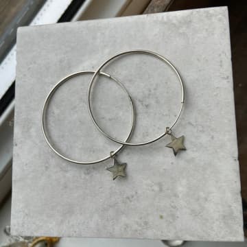 Silver Jewellery 925 Silver Star Hoop Earrings In Metallic