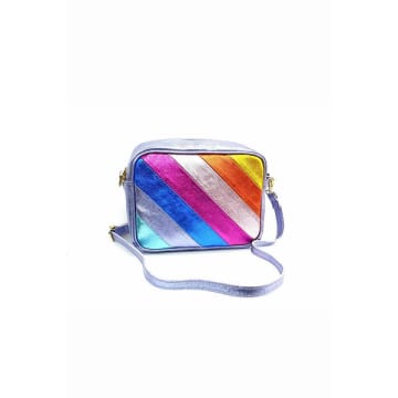 Miss Shorthair Ltd Rainbow Stripe Metallic Leather Crossbody Bag
