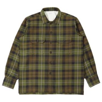 Universal Works Utility Shirt In Olive Moorland Check Olive In Green