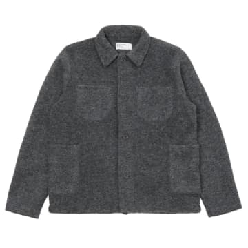 Universal Works Lumber Jacket In Charcoal Wool Fleece Charcoal