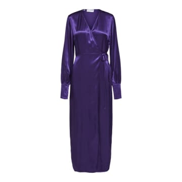 Selected Femme Ankle Wrap Dress In Acai
