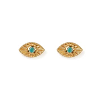Rachel Entwistle Mini Rays Of Light With Emerald Stud Earrings In Metallic
