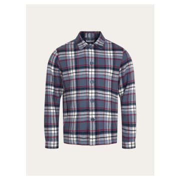 Knowledge Cotton Apparel Big Checked Heavy Flannel Overshirt In Blue