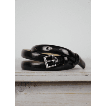 Abro Leather Belt Black/nickel Patent