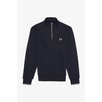 Fred Perry Half Zip Sweat In Blue
