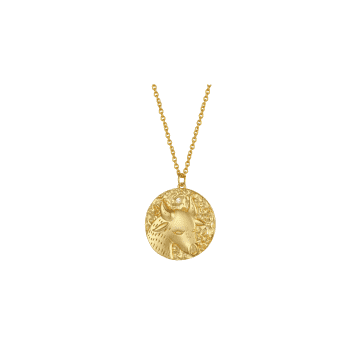 By Bottega Taurus Zodiac Double Sided Coin Pendant Necklace