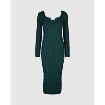 Anorak Minimum Fashion Stassy Pine Green Dress Knitted Body Con Ribbed Midi